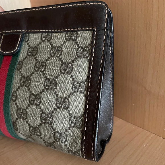 GUCCI Web Ophidia GG Monogram Coated Canvas Signature Vintage 1980s Clutch GOOD - Picture 9 of 11